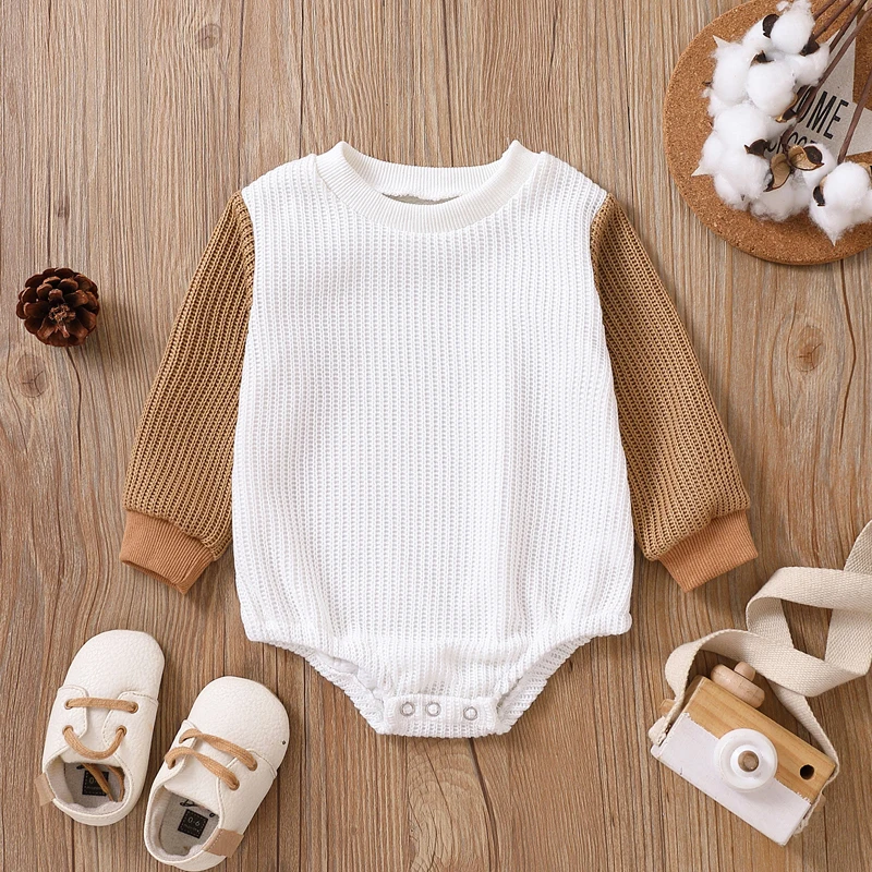 Newborn infant baby girl Boy Knit sweater romper long sleeve bodysuit Top autumn spring clothes