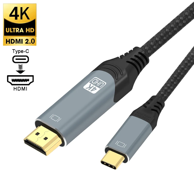 Cavo 4K Da Usb C A Hdmi 4K 60Hz Tipo C A Cavi Hdmi 2.0 Adattatore Convertitore Thunderbolt 3 4 Compatibile Con Hdmi Per Laptop Macbook