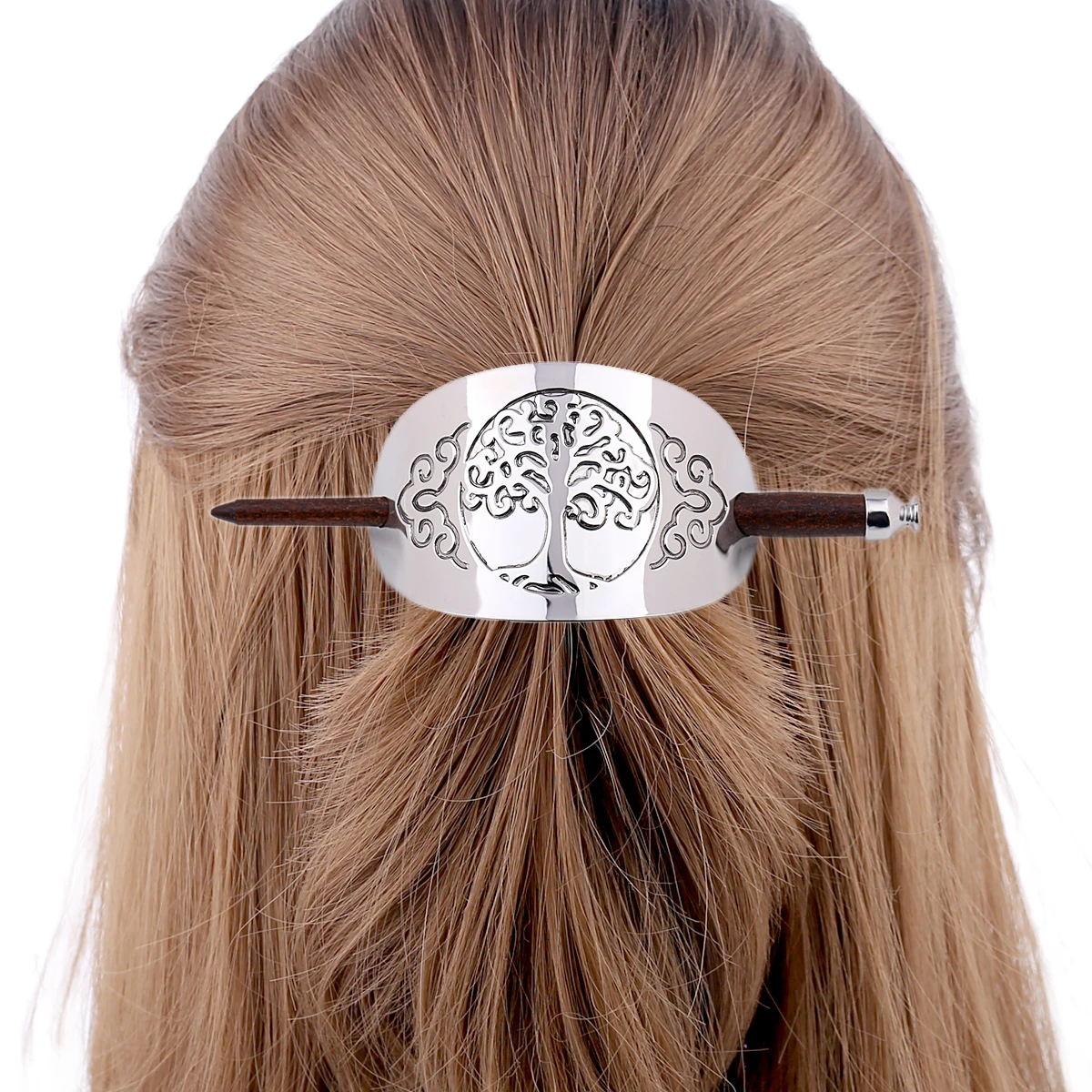 New Design Antique Silver Viking Hair Sticks with Wood Stick Hairpin for Women Vintage Hair Clasp Hair Accessory Hair Slide 1108 4pcs antique corner protector box wood case decorative feet leg corner bracket furniture hardware chinese crafts