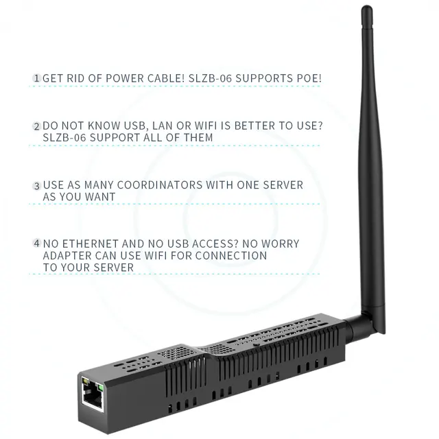 SMLIGHT SLZB-06 — адаптер Zigbee 3.0 — Ethernet, USB и Wi-Fi с поддержкой PoE, работает с Zigbee2MQTT, ZHA, домашним помощником 3