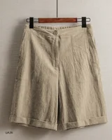 Hot Sale Women Linen Cotton Shorts Summer High Waist Elastic Loose Wide Leg Casual Bermuda Shorts with Pockets - Image 3