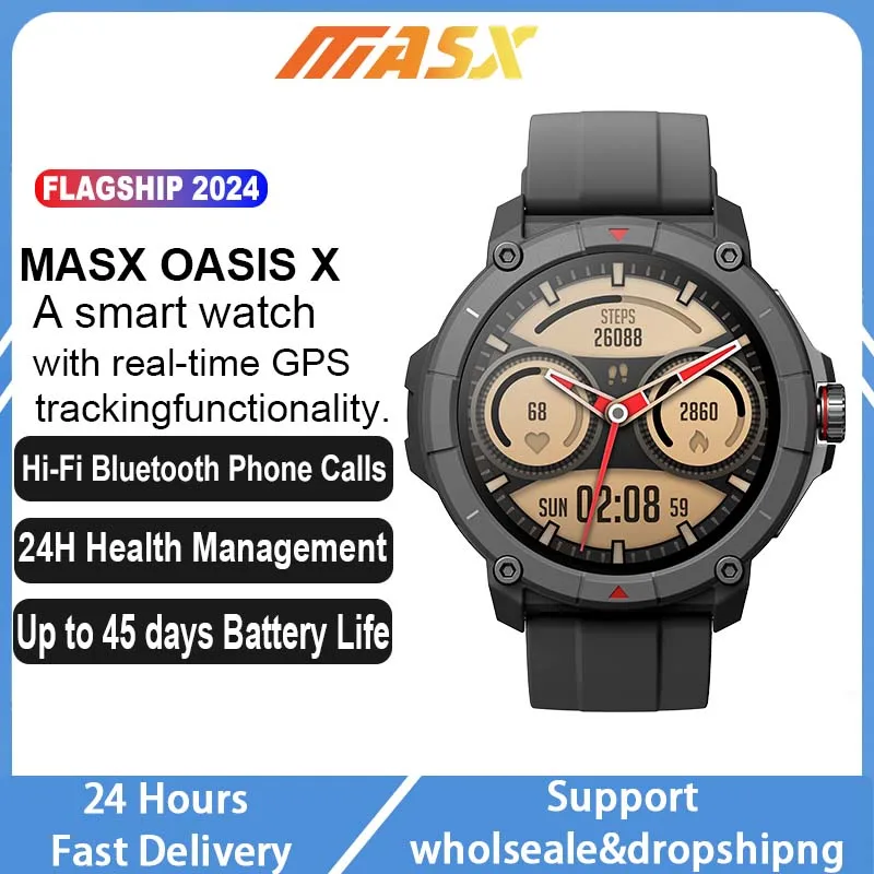 

MASX Oasis X Premium GPS Smart Watch Built-in GPS & Route Import AMOLED Display Bluetooth Phone Calls Men Women For Sport