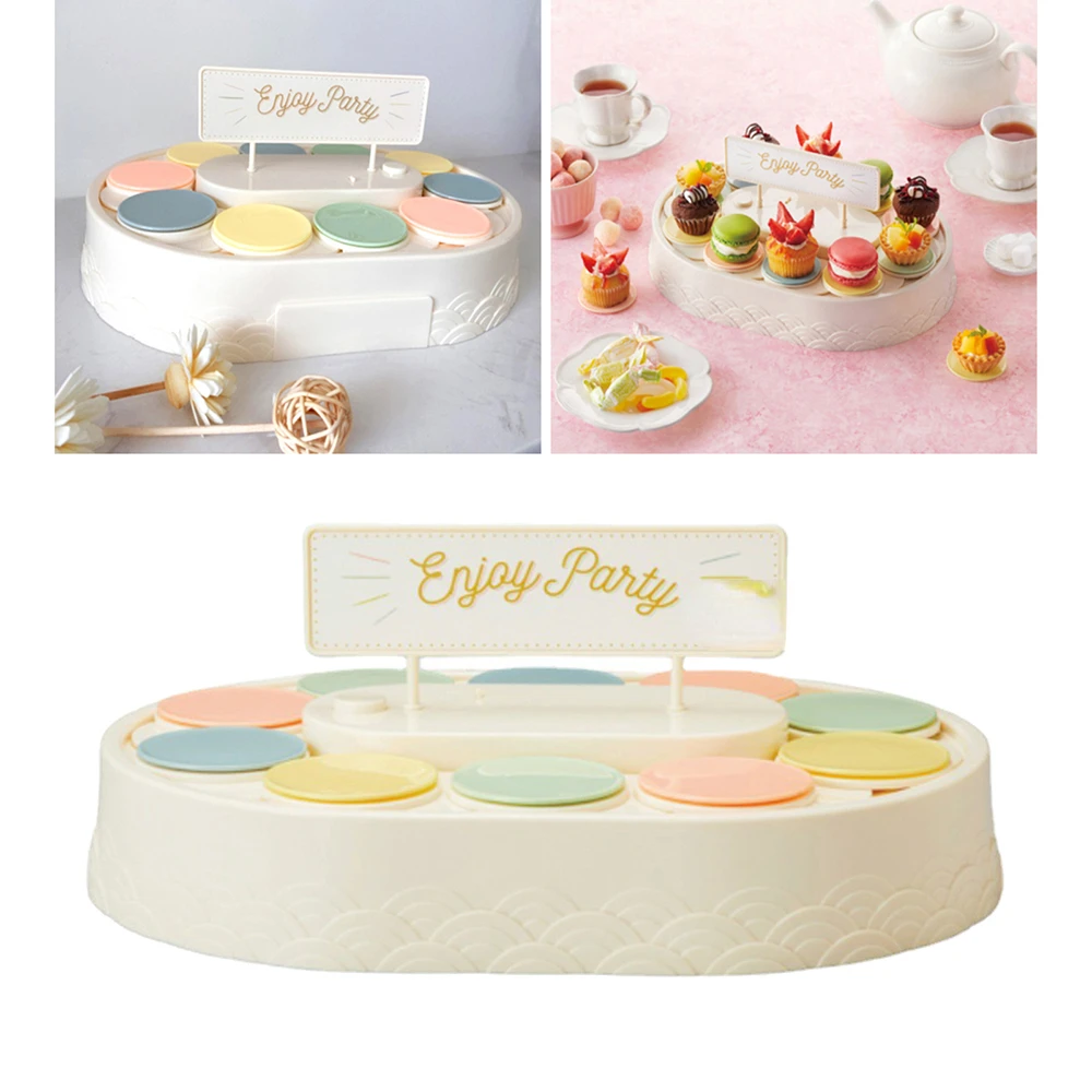 

10 trays Automatic Rotating Dessert Cupcake Display Table Swing Tray Wedding Birthday Party Supplies Gift
