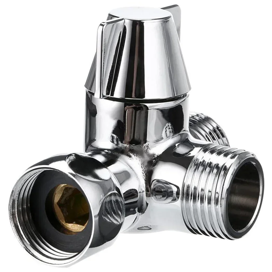 3-way Brass Shower Hose Splitter 1/2" Standard Hand Shower T Adapter Water Valve Diverter 180 Degree Rotating Switch Splitter