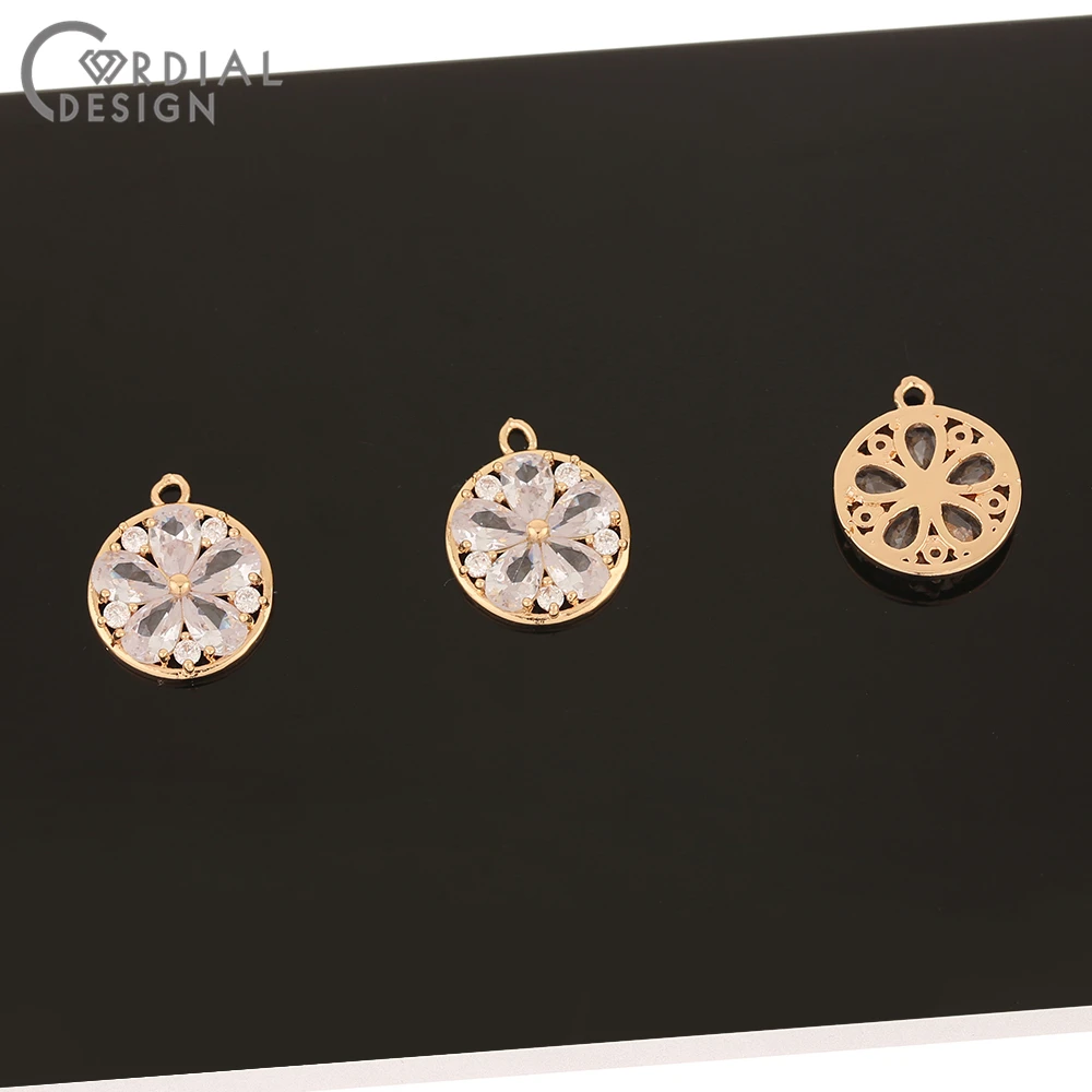 Cordial Design 50Pcs 14*17MM CZ Charms/DIY Earrings Making/Jewelry Accessories/Hand Made/Jewelry Findings & Components/Pendant - cordial