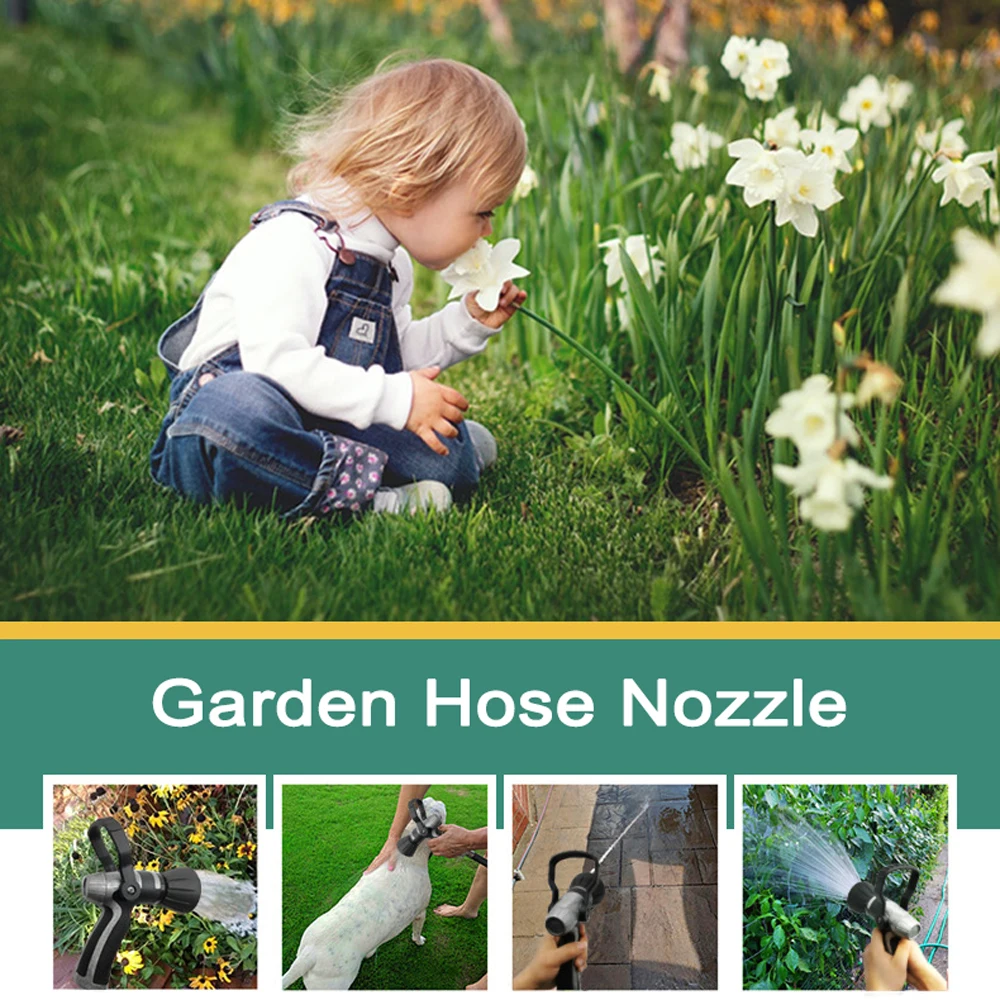 Heavy Duty Garden Hose Nozzle High Pressure Metal Water Sprayer with Adjustable Watering Modes for Car Washing Garden Watering