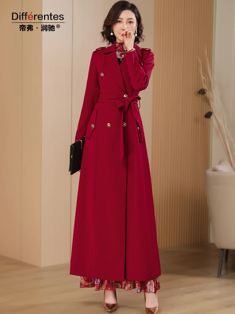 Trench Coat Red Turtleneck With Black Suit New Trench Women Long