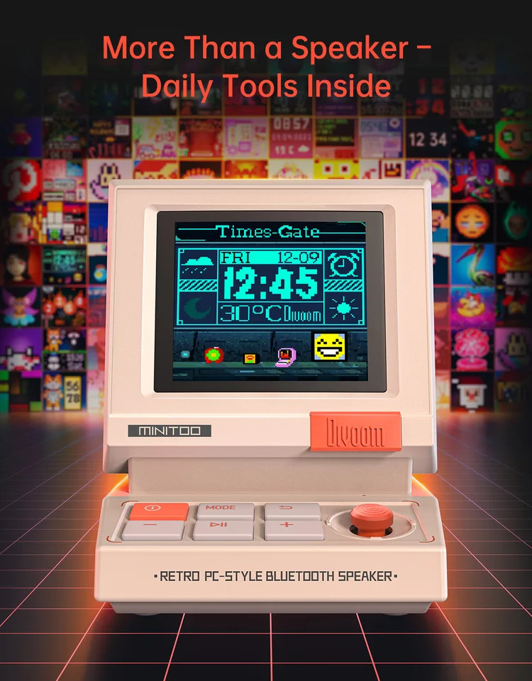 Divoom MiniToo レトロ Bluetooth スピーカー ポータブル ピクセル