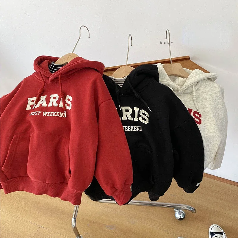 Korean Style Loose Letter Print Hooded Newborn Baby Hoodies Long Sleeve Autumn Winter Infant Sweatshirt for Boys Girls girl sweatshirt,kids sweatshirt