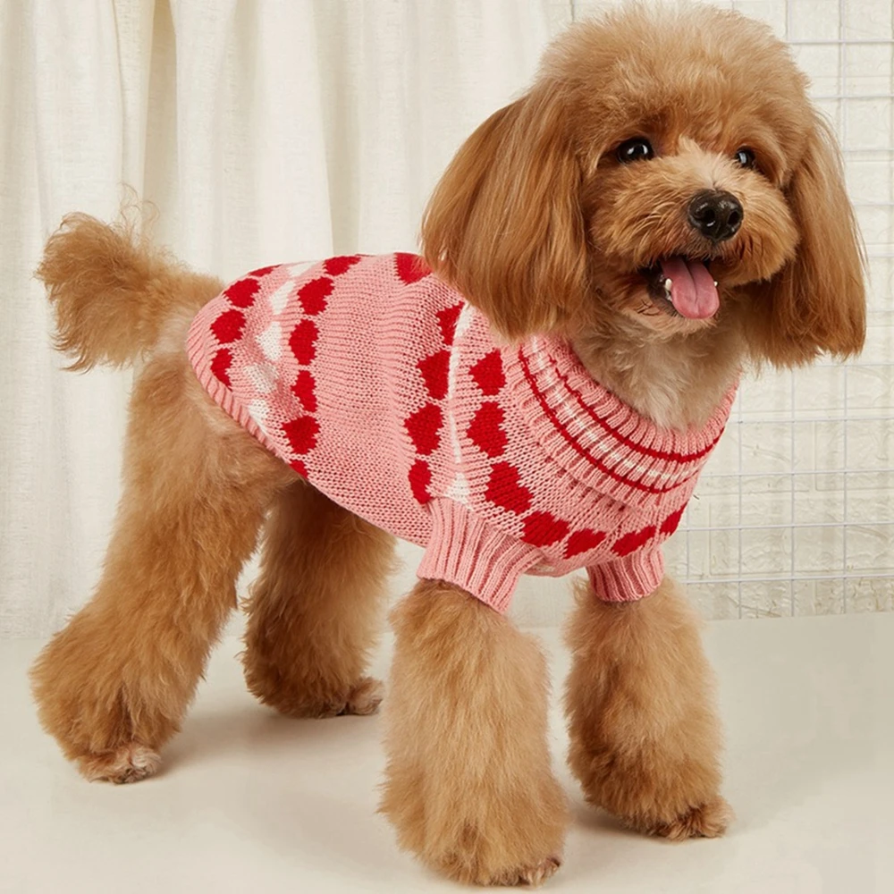 Puppy Sweaters Big Dogs, Pink Dog Sweater Hearts Pet