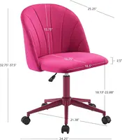 Hot Pink Karla Adjustable Height Swivel Desk Chair With Padded Upholstered Seat 2