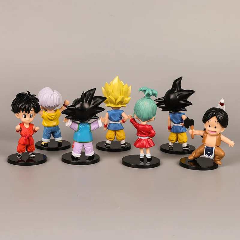 7Pcs/Set 11cm Anime Dragão Bola Troncos Bulma Son Goku Kakarotto Filho  Gohan Goten Pan Ação Figura Pvc Modelo Brinquedos