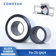 ZONESUN ZS-QA24R Thermal Ribbon for ZS-QA24 26mm*200m Date Printing Coding for Plastic and Paper 2 Rolls/Set