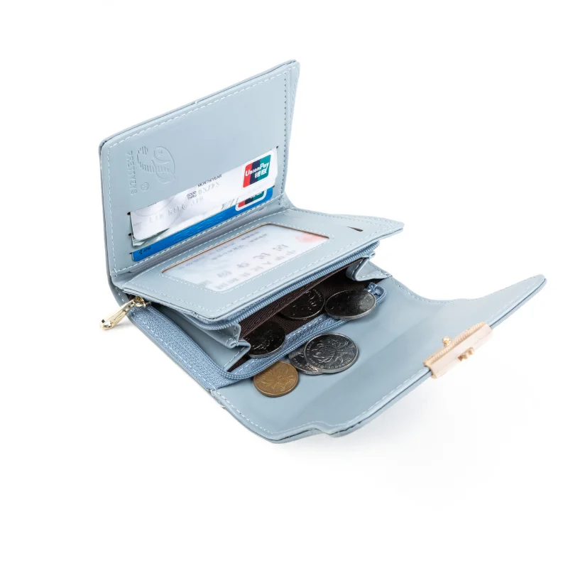 Women's Short Wallet Small Fresh PU Leather Multi Card Slots Unique Ladies Clutch