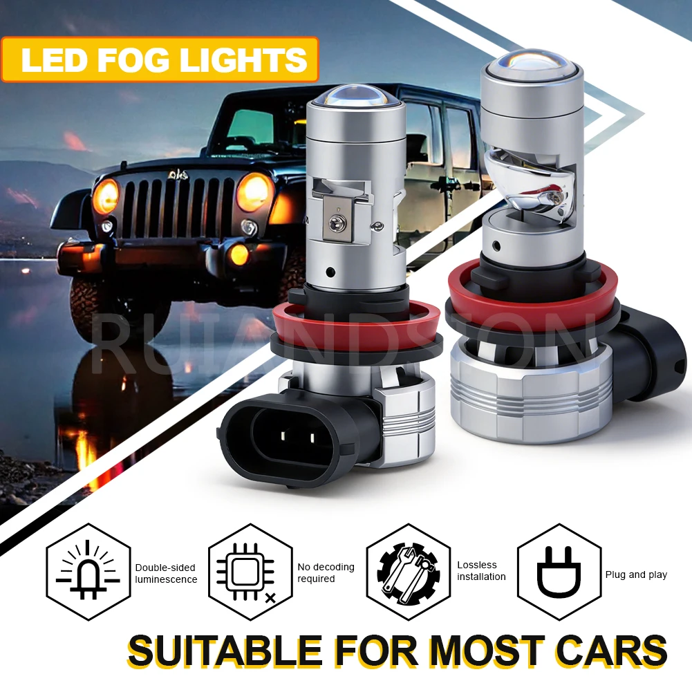 H7 H11 LED 안개등 전구 6000K 쿨 화이트 25W 12V 2500LM 초고휘도 안개등 자동차 트럭 SUV용 교체 전구 플러그 앤 플레이 2개