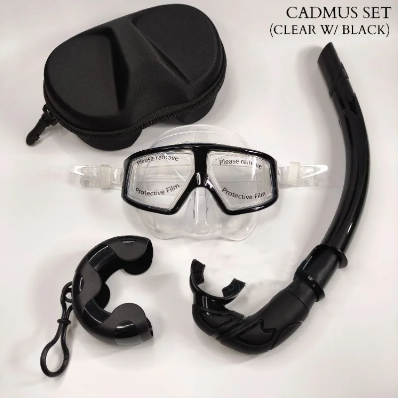 강화 유리 프리다이빙 마스크 스노클링 세트, 접이식 스노클링 J 타입, 카메라 마운트 포함