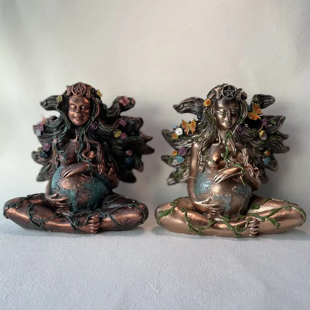 Anya Földi Szobor Gaia Tündér Pillangó Dekoratív Buddha Figura Istennő Gyógyító Csakra Meditáció Mitikus Otthoni Dekoráció - Image 2