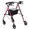 4 Wheels Rollator Red Folding Aluminum Frame, GetGo Rollator Walker with Padded Seat with 8" Wheels and Brakes, 350lbs. Capacity 2