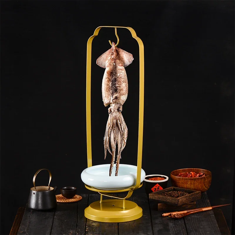 

Special golden hanger for goose duck squid Tableware hotel special plate Food hanger Seafood hanger Commercial creative hotpot