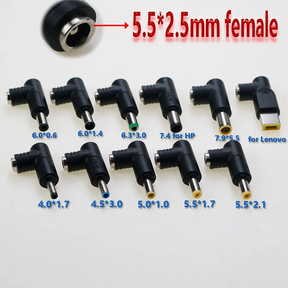 

1Pc DC 5.5X 2.5 female jack plug adapter Connectors to 4.0*1.7 4.5*3.0 5.0*1.0 5.5*1.7 6.0*1.4 6.3*3.0 7.4HP Tips power adaptor