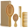 4 Pcs/set Hair Comb Set Eco-friendly Bamboo Wooden Air Cushion Massage Comb For Adult Children Wide Tooth And Pointed Tail Cmb 2