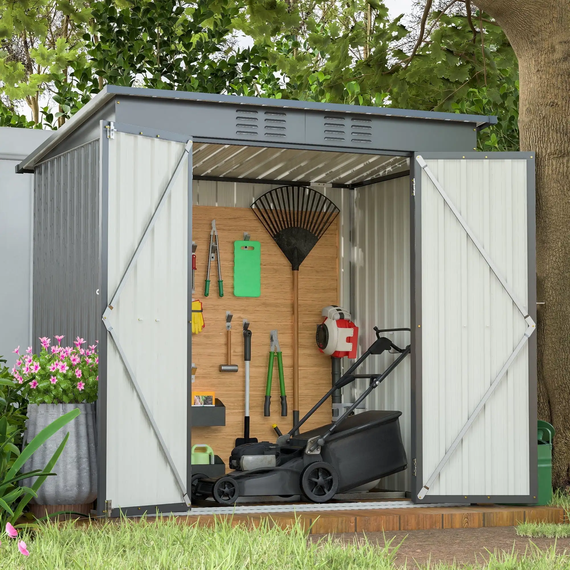 6 x 4 ft Outdoor Metal Storage Shed 1
