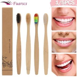 1/5PCS Colorful Natural Bamboo Toothbrush Set Soft Bristle Charcoal Teeth Whitening Bamboo Toothbrushes Soft Dental Oral Care