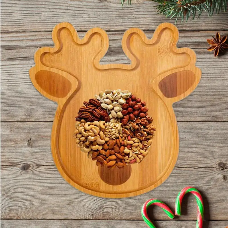 Wood Tray Christmas Decoration Christmas Dish Santa Tree Shape Charcuterie Tray Restaurant Dessert Board for Food Appetizers 3