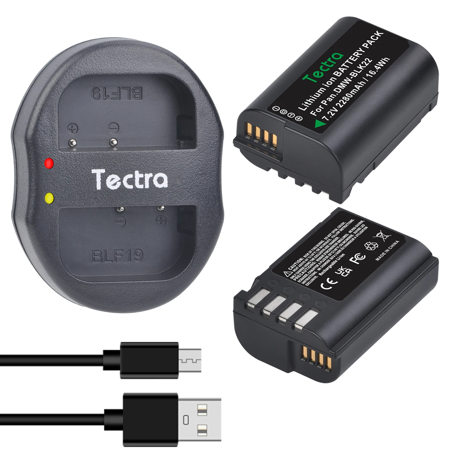 Batteria Ricaricabile Agli Ioni Di Litio Da 2280Mah Dmw-Blk22/Doppio Caricabatterie Per Panasonic Lumix Dc-S5Ii,Dc-S5Iix,Dc-S5Kk,Gh5 Ii,Gh6,S5M2,S5M2X