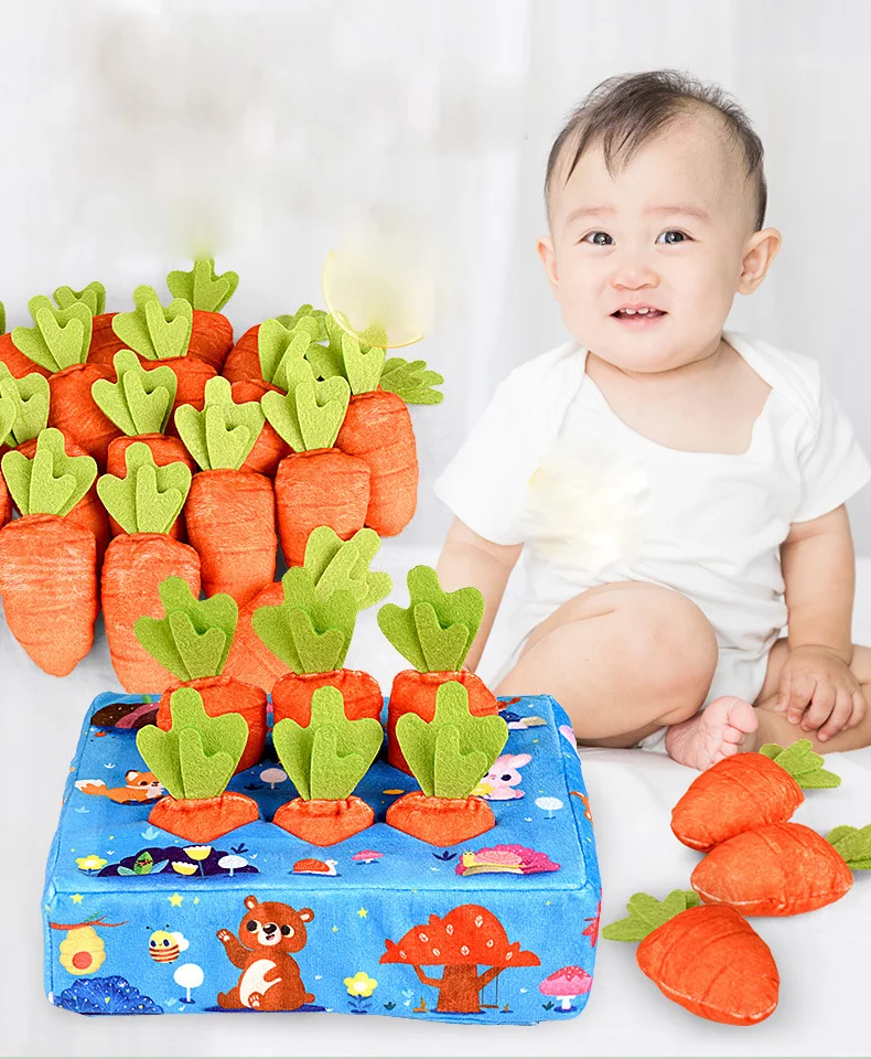 

Children Puzzle Education Plush Plucking Radish Toy 0 3 Year Baby Hand Training Digital Cognitive Match Montessori Sensory Toys