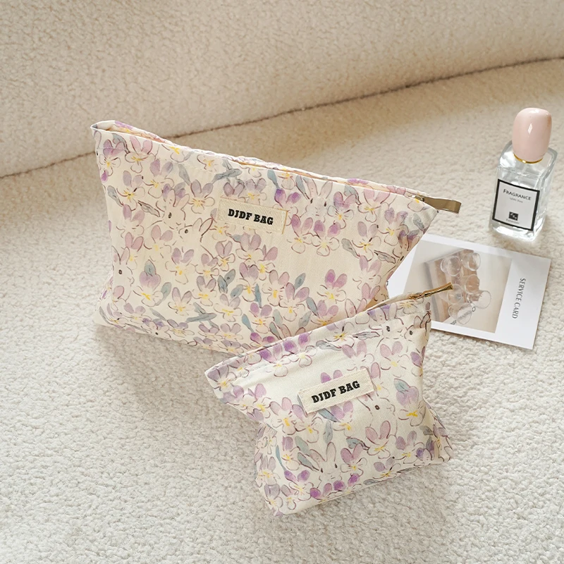 보라색 토끼 여성용 화장품 가방, 대용량 화장품 스킨 케어 제품 보관 가방, 여행 어메니티 백, 휴대용 핸디 백 