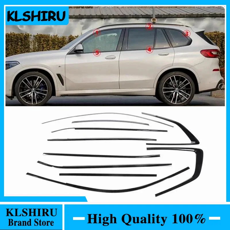 

Stainless Steel Car Door Full Window Frame Window Sill Molding Trim Cover For BMW X5 E70 F15 G05 2008-2021 (black silver)
