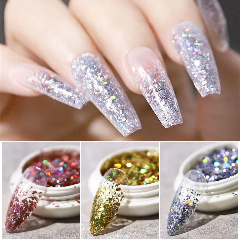 Holographic Irregular Laser Shiny Nail Powder Nails Glitter Dust Pigment Gel Polish Art Decorations Manicure Accessories | Красота и