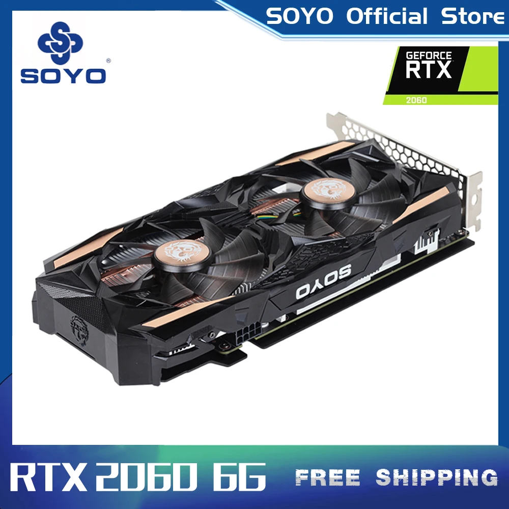 SOYO New GeForce RTX2060 6G video memory Graphics Card GDDR6 NVIDIA GPU Gaming Video Graphics RGB Card for Desktop Computer video card for pc Graphics Cards