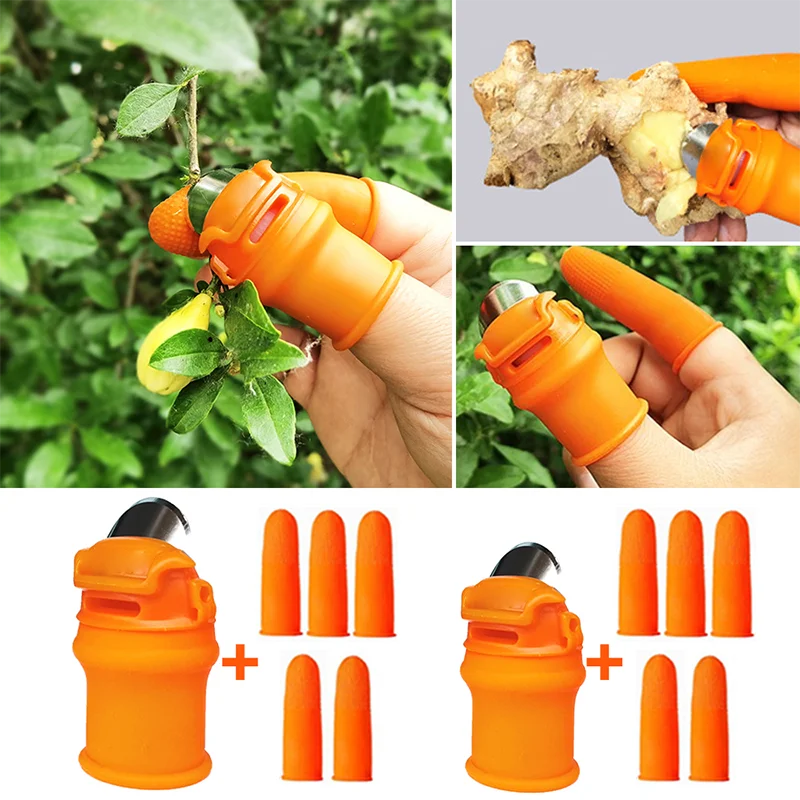 Silicone Thumb Knife Finger Protector Vegetable Harvesting Knife Plant Blade Scissors Safety Cutting Rings Garden Gloves Tools