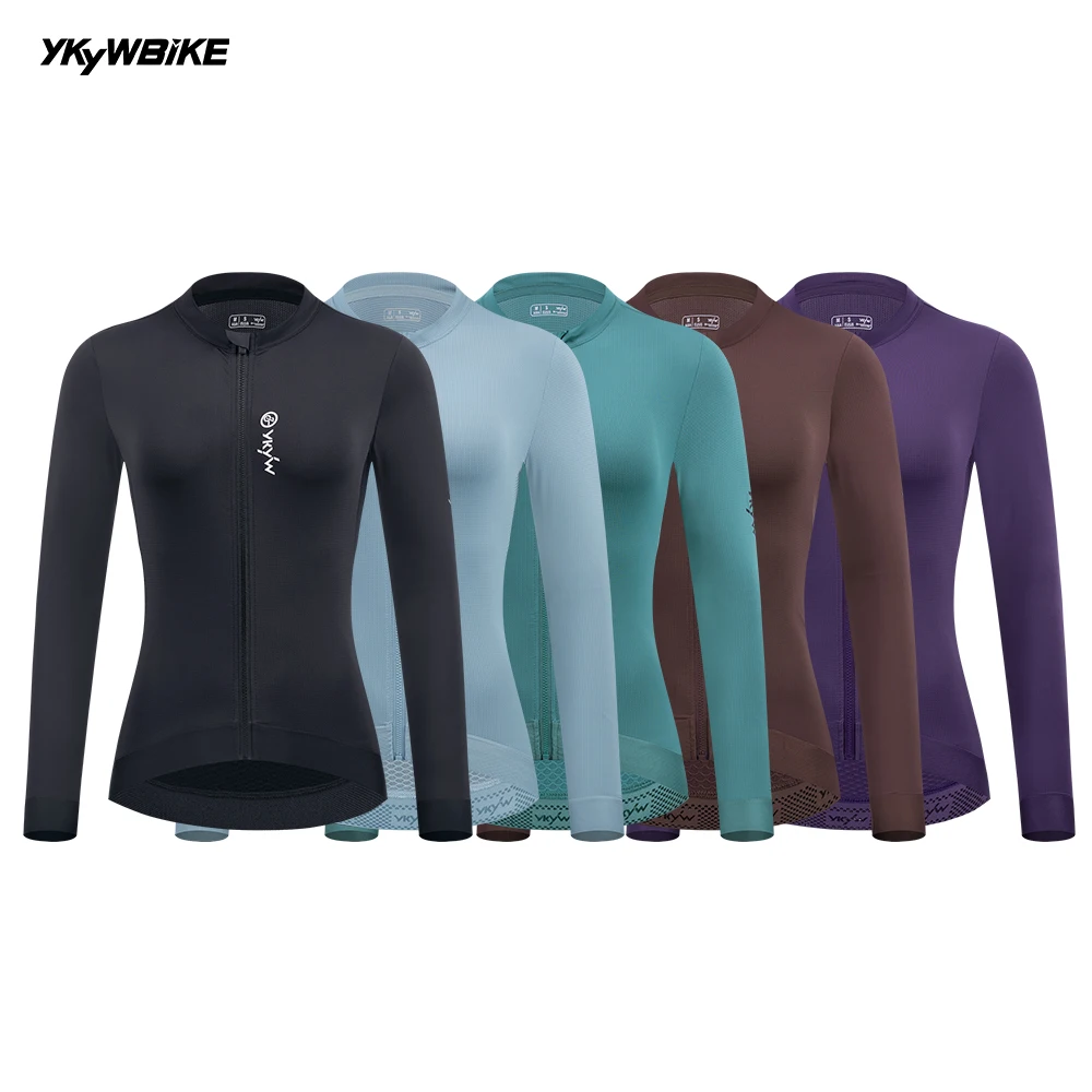 YKYW Women Thin Long Sleeve Cycling Jersey Pro Bicycle Outdoor Spring Autumn Riding Breathable Slim Shirt