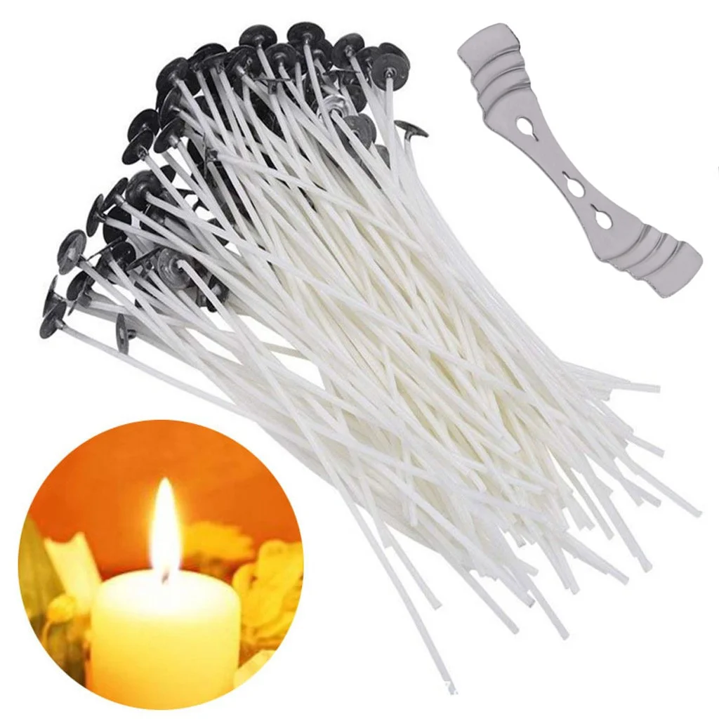 100pcs Original Smokeless Candle Wicks Soy Wax Core Woven Cotton