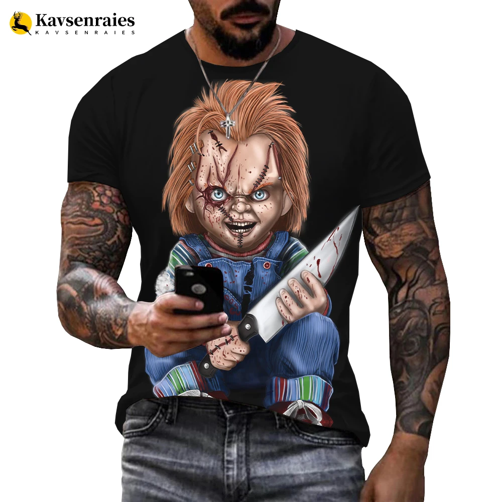Bride Of Chucky T-Shirt Stampata In 3D Cartoon Girocollo T Shirt Uomo Donna Horror Harajuku Streetwear Top Fashion Casual Tshirt