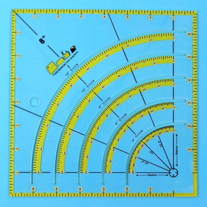 Patchwork Cloth Quilting Ruler Arcs and Fan Quilt Circle Cutter