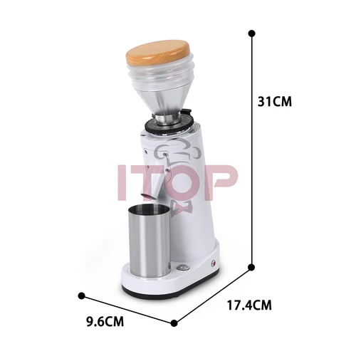 ITOP40 실린더 커피 그라인더 티타늄 버 원추형 40mm 금속 콩 호퍼, 75g 나무 커버 인기 콩 그라인더 가족 카페 V2 6