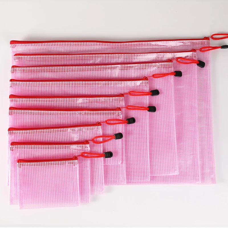1 PCS A4 A5 A6 Document Bag Stationery Storage Folder File Mesh Zipper Pouch Zip File Folders School Office Supplies Stationary