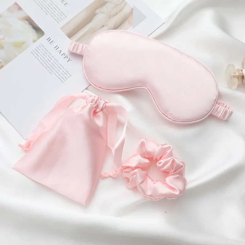 

3Pcs Set Women Imitated Silk Sleep Eye Mask Eye Patches Face Mask Eyeshade Blindfold Travel Rest Eye Cover Night Eyeshade