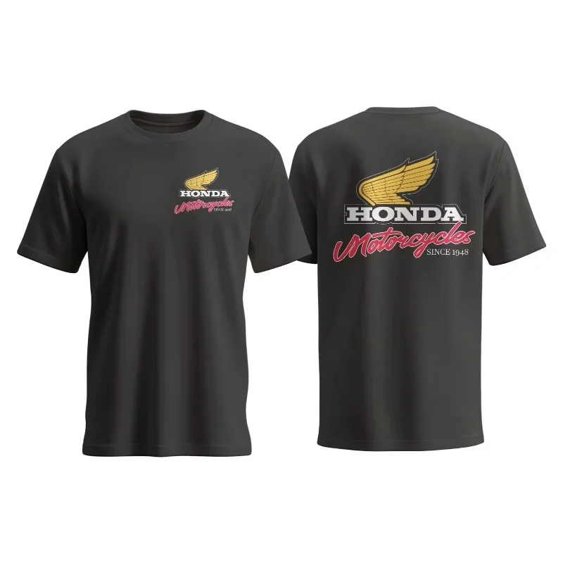 2025 혼다 자동차 및 오토바이 라이선스 편안한 면 소재 자동차 패턴의 세련된 캐주얼 여름 반팔 티셔츠