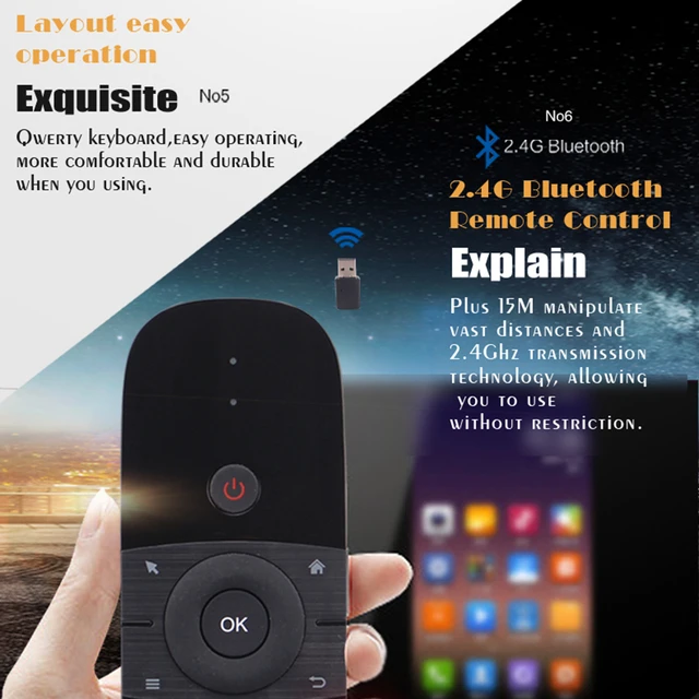 Reaktor hvordan Ræv Usb Receiver Portable Wireless Keyboard Airmouse Ir Remote Control 2.4g Fly Air  Mouse For Smart Tv Android Tv Box Pc Wechip W1 - AliExpress
