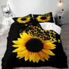 Orange Sunflower Printed Bedding Set for Lover Couples Gift Flower Pattern Duvet Cover Quilt Home Use Bedlines Double Bed Quilt 1