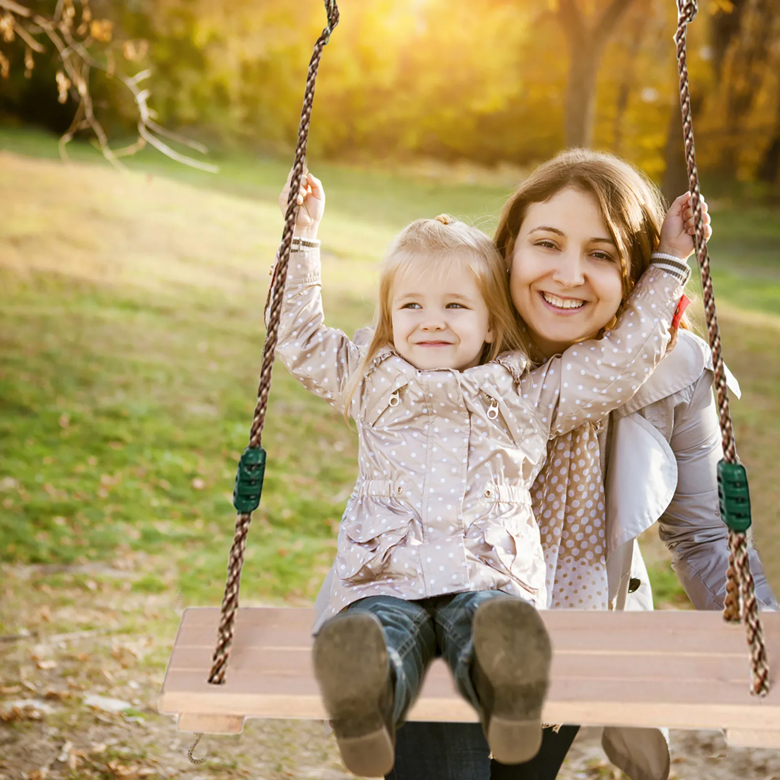 

Classic Wooden Swing Seat With Strong Swing Rope Height-Adjustable Hanging Swing For Indoor Outdoor Kids Toys For Children