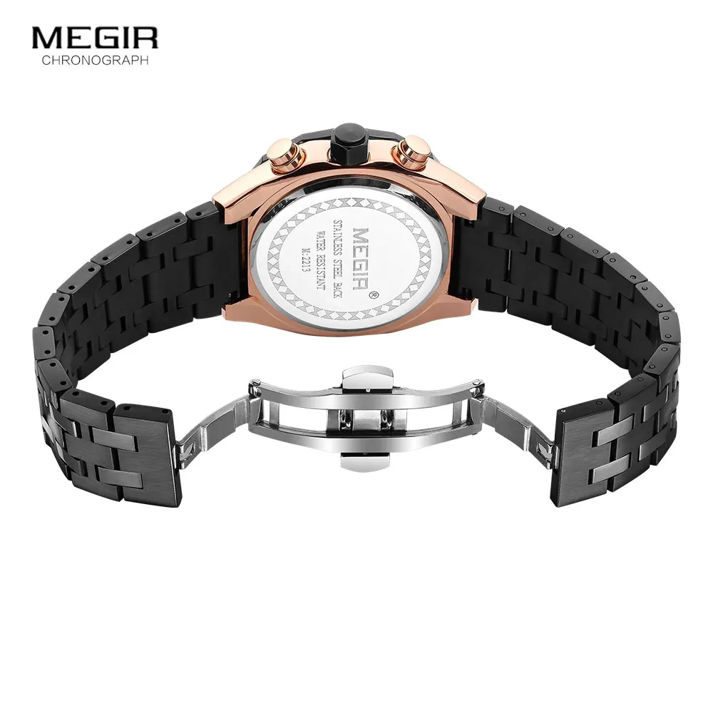 Megir-relógio de Pulso de Quartzo Masculino Impermeável Data Automática Ponteiros Luminosos Cronógrafo Vestido de Moda 2213 - Image 3