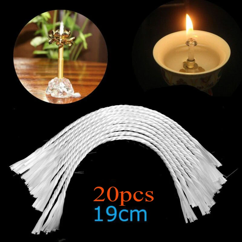 7.5" Replacement White Fiberglass Wick Holders Oil Candle Wicks 1/1.5/2/2.5/3/3.5/4/5/6mm Width candle wick holder
