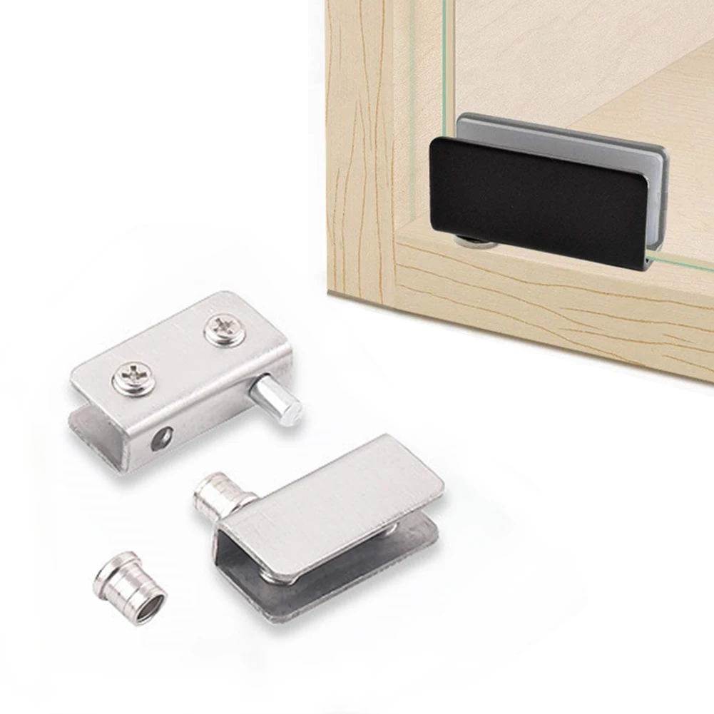 Door Hinges 1 Pair Glass Stainless Steel Cabinet Pivot Hinge Clip No Drilling Building Hardware Doors Home Improvement Garden