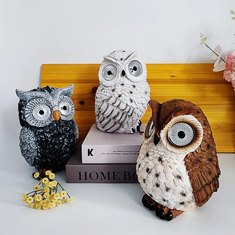 

Solar Owl Figurines LED Lights Ornaments Garden Courtyard Resin Creative Landscape Lights for Home Outdoor Decor Crafts Statue